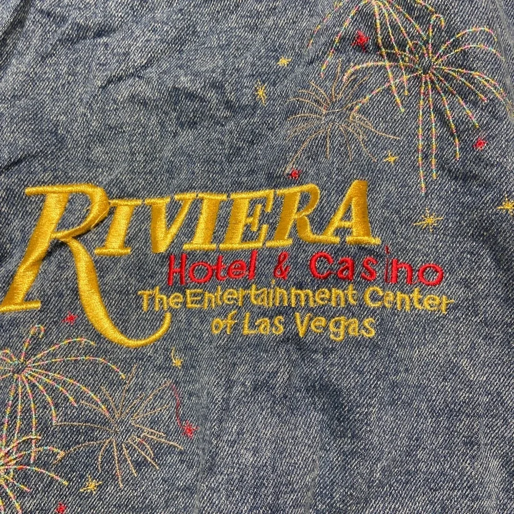 Vintage Circe Las Vegas Riviera Hotel & Casino Trucker Jacket Mens Medium Blue